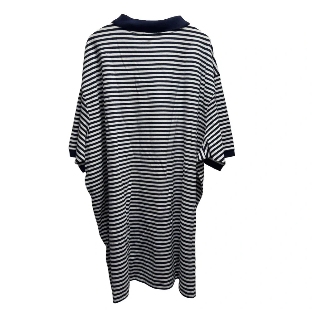 Polo Ralph Lauren NEW Mens 5XB Big White/Blue Striped Pique Knit Pony Polo Shirt